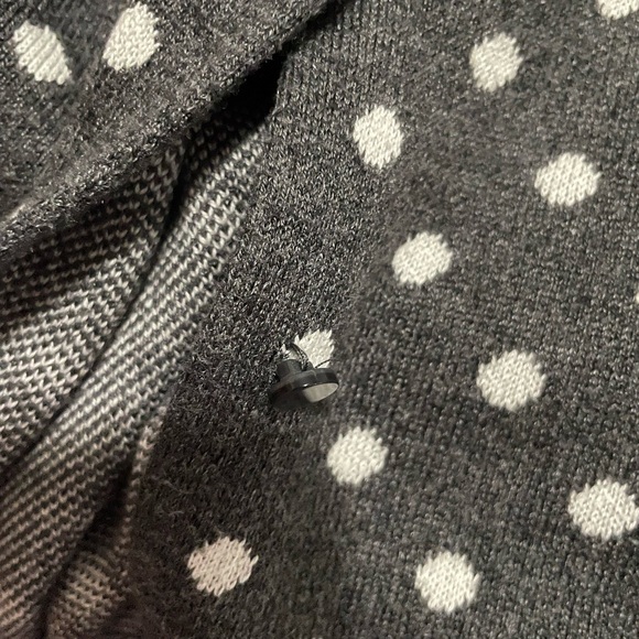 Ann Taylor Gray & White Polkadot Long Sleeve Button Up Sweater - Picture 6 of 9